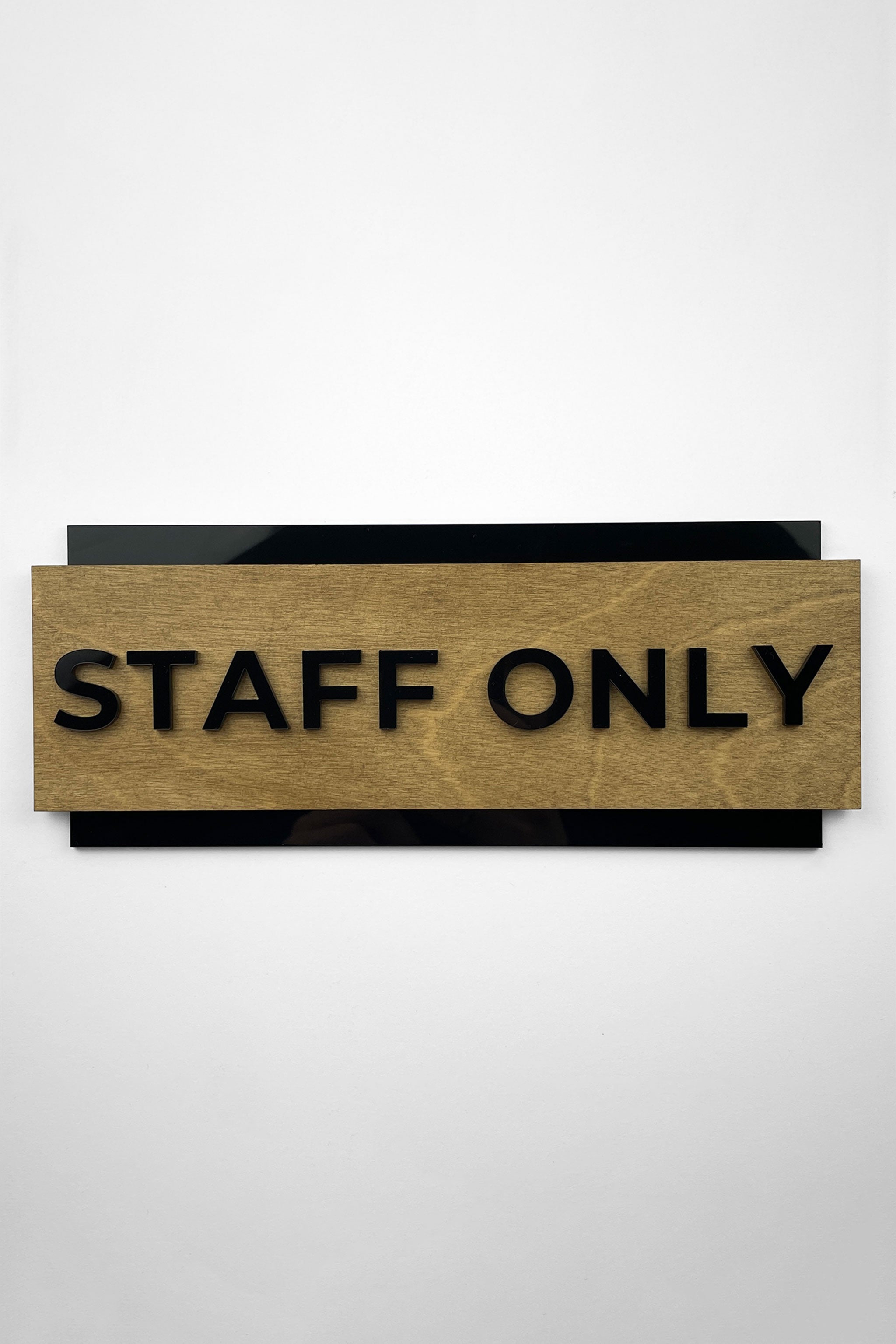 Custom birch wood and black acrylic office door sign by ALUMADESIGNCO, modern plaque for offices, meeting rooms, and stylish interior spaces