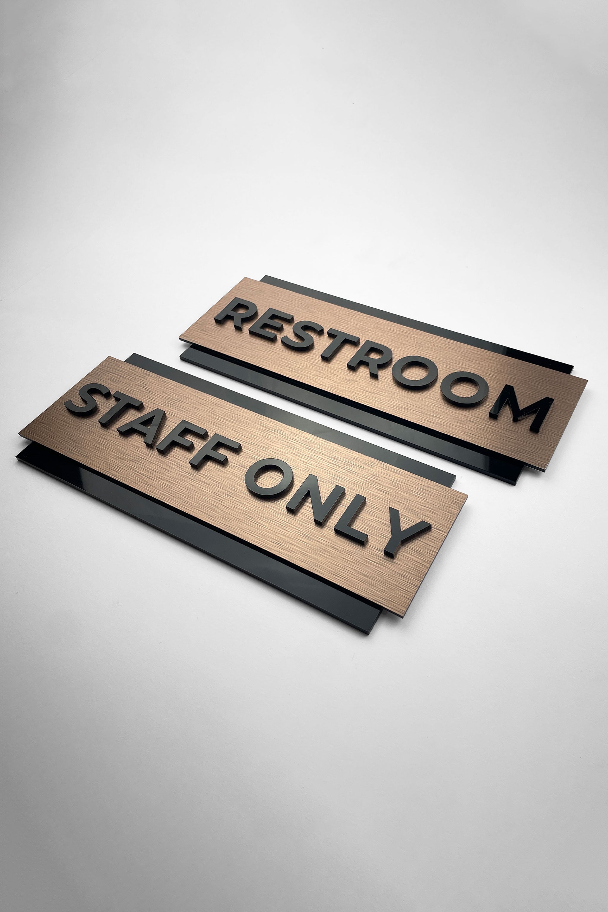 ALUMADESIGNCO personalized bronze office door plaque with acrylic lettering, premium signage for offices, hotels, Airbnb properties, and apartments
