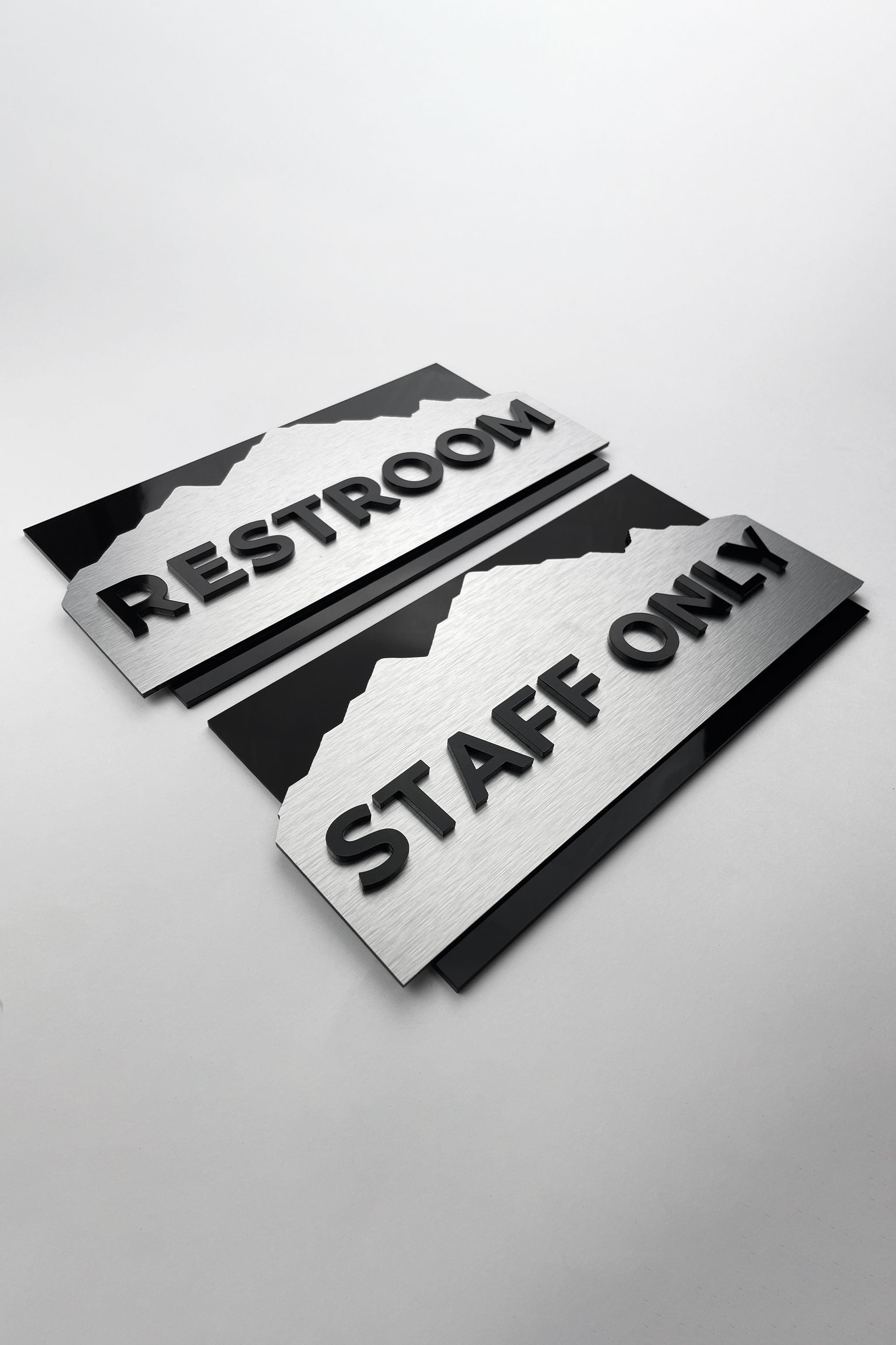 3D layered custom office door sign Alpine Design by ALUMADESIGNCO featuring acrylic lettering, stylish signage for offices, studios, and contemporary interiors