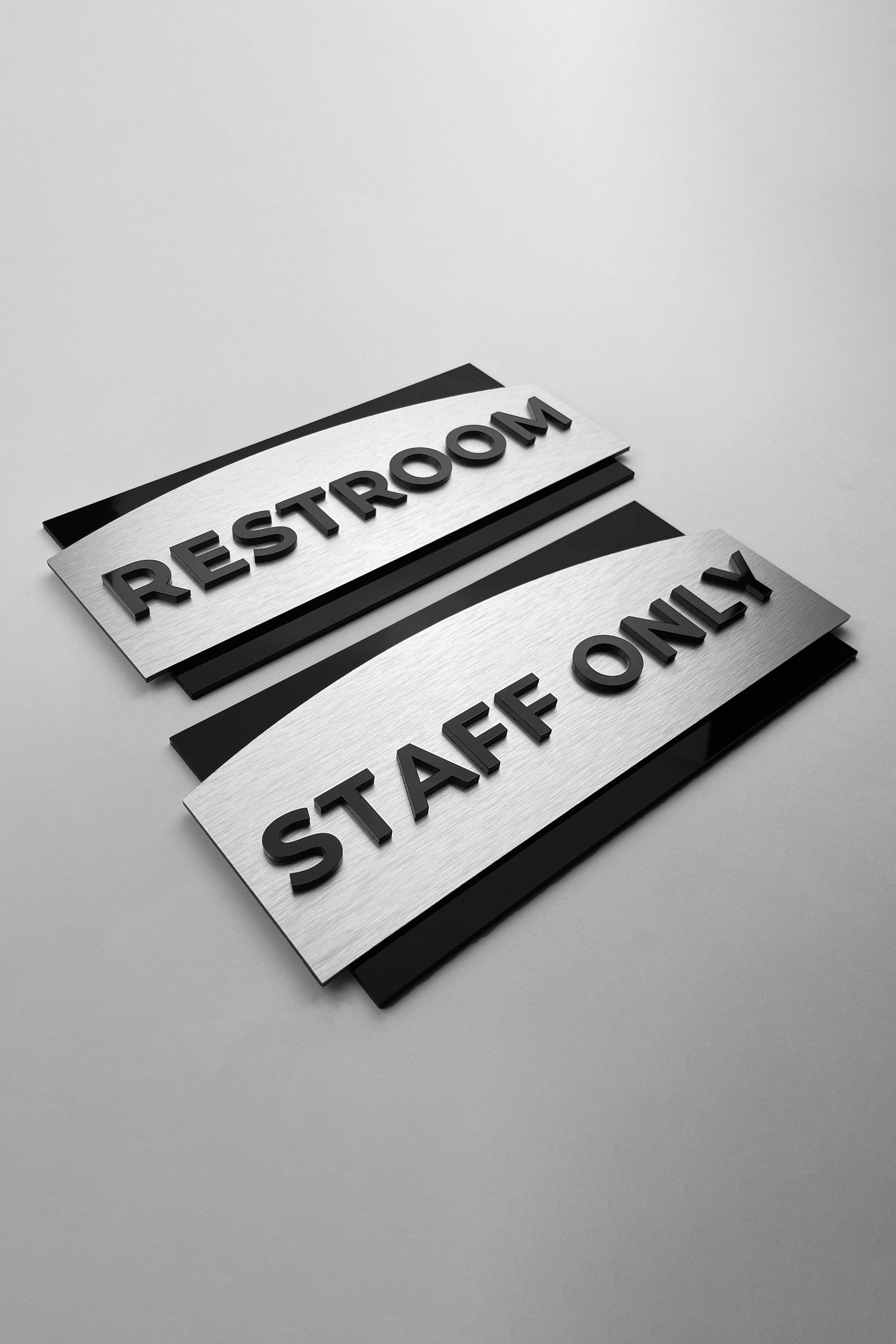 ALUMADESIGNCO Flow custom office door sign with acrylic text, modern signage for offices, hotels, Airbnb properties, and residential interiors