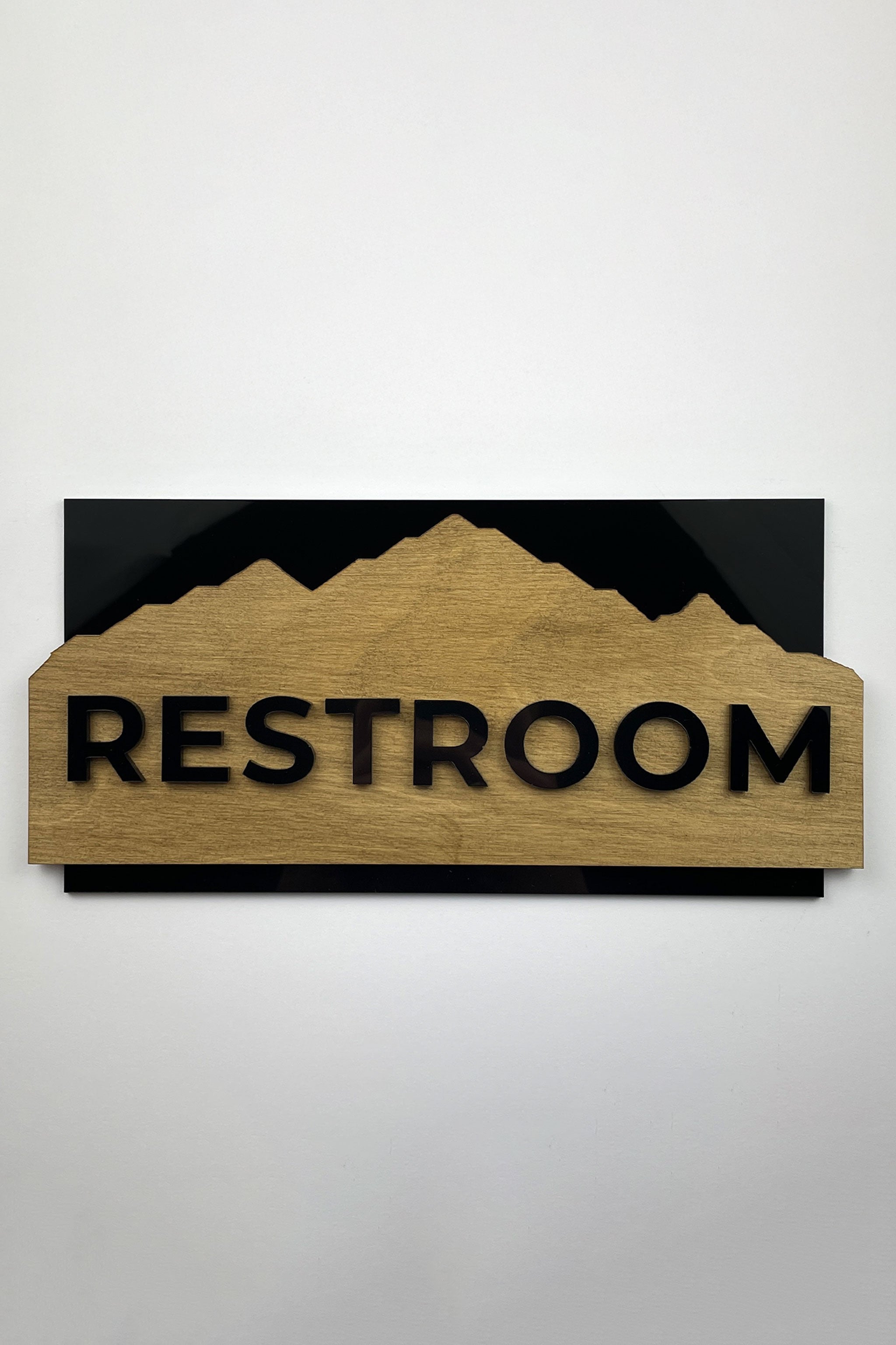 Birch wood wall door sign with black acrylic lettering Alpine Design by ALUMADESIGNCO, elegant plaque for office doors, hotel interiors, and apartment spaces