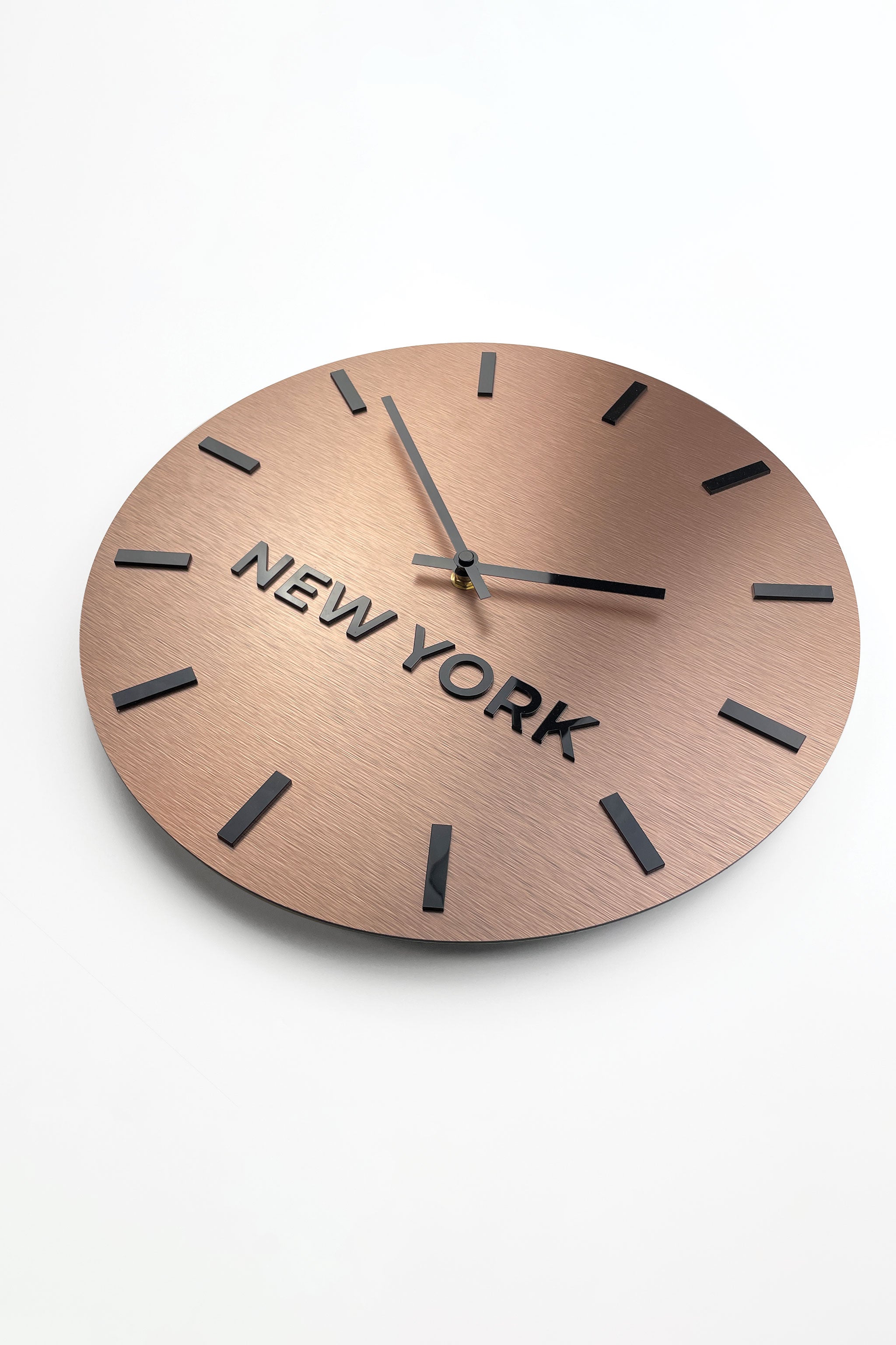ALUMADESIGNCO brushed bronze international time zone wall clock with multiple world city names, elegant décor for hotels, lobbies, offices, and modern interiors