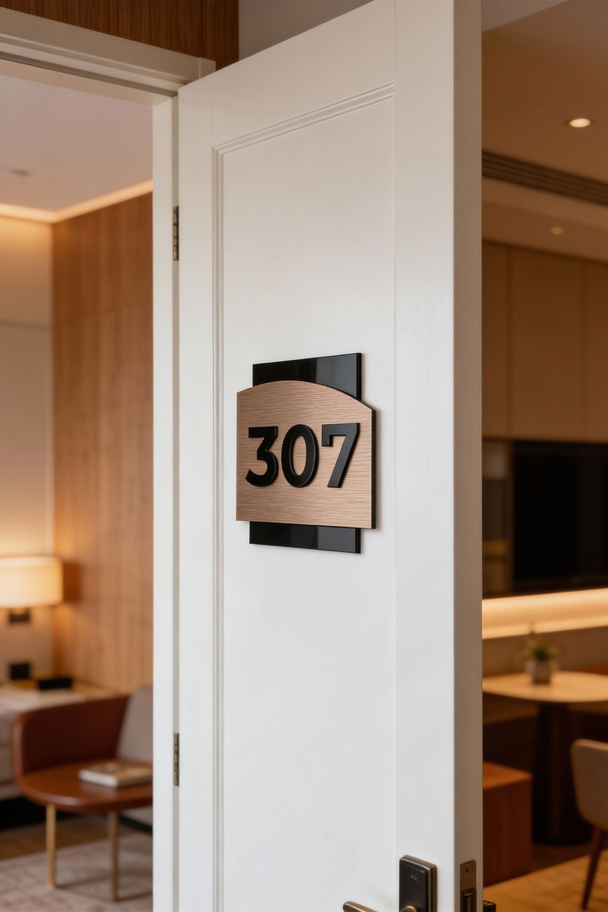 LUXURY HOTEL SIGN - "BRONZE ALUMINIUM & ACRYLIC GLASS" - ALUMADESIGNCO Door Signs - Custom Door Signs For Business & Office