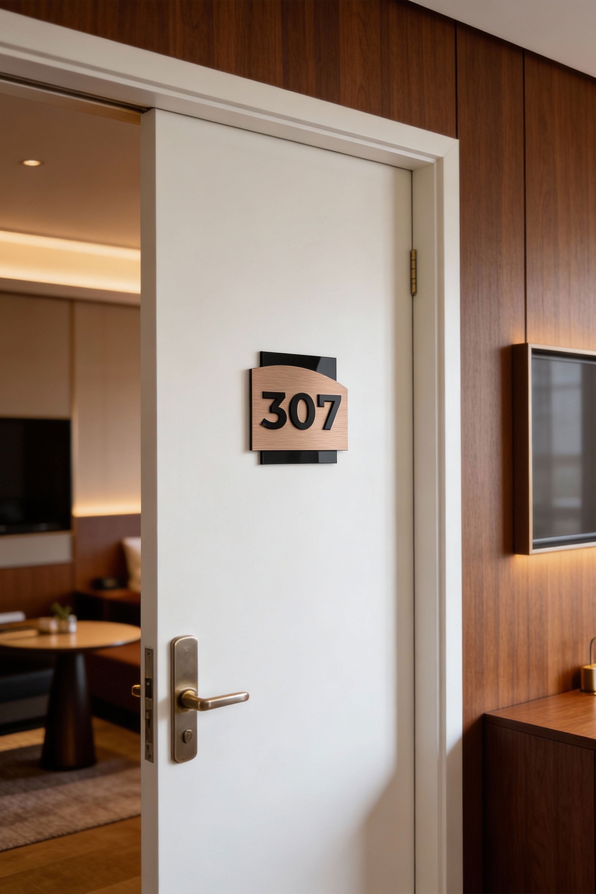 LUXURY HOTEL SIGN - "BRONZE ALUMINIUM & ACRYLIC GLASS" - ALUMADESIGNCO Door Signs - Custom Door Signs For Business & Office