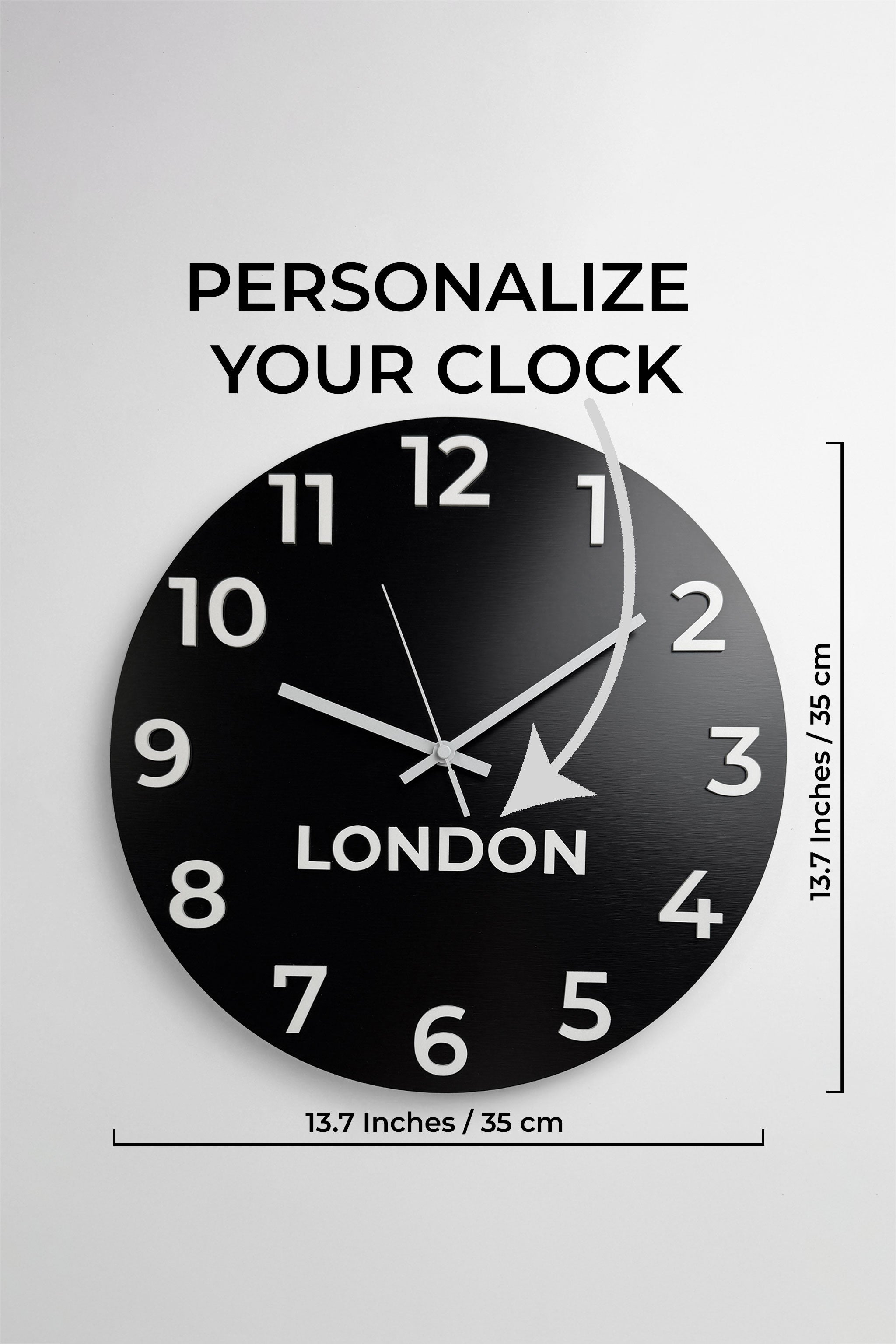 ALUMADESIGNCO modern time zone wall clock with customizable city labels, stylish wall décor for offices, hotels, apartments, and contemporary interior spaces