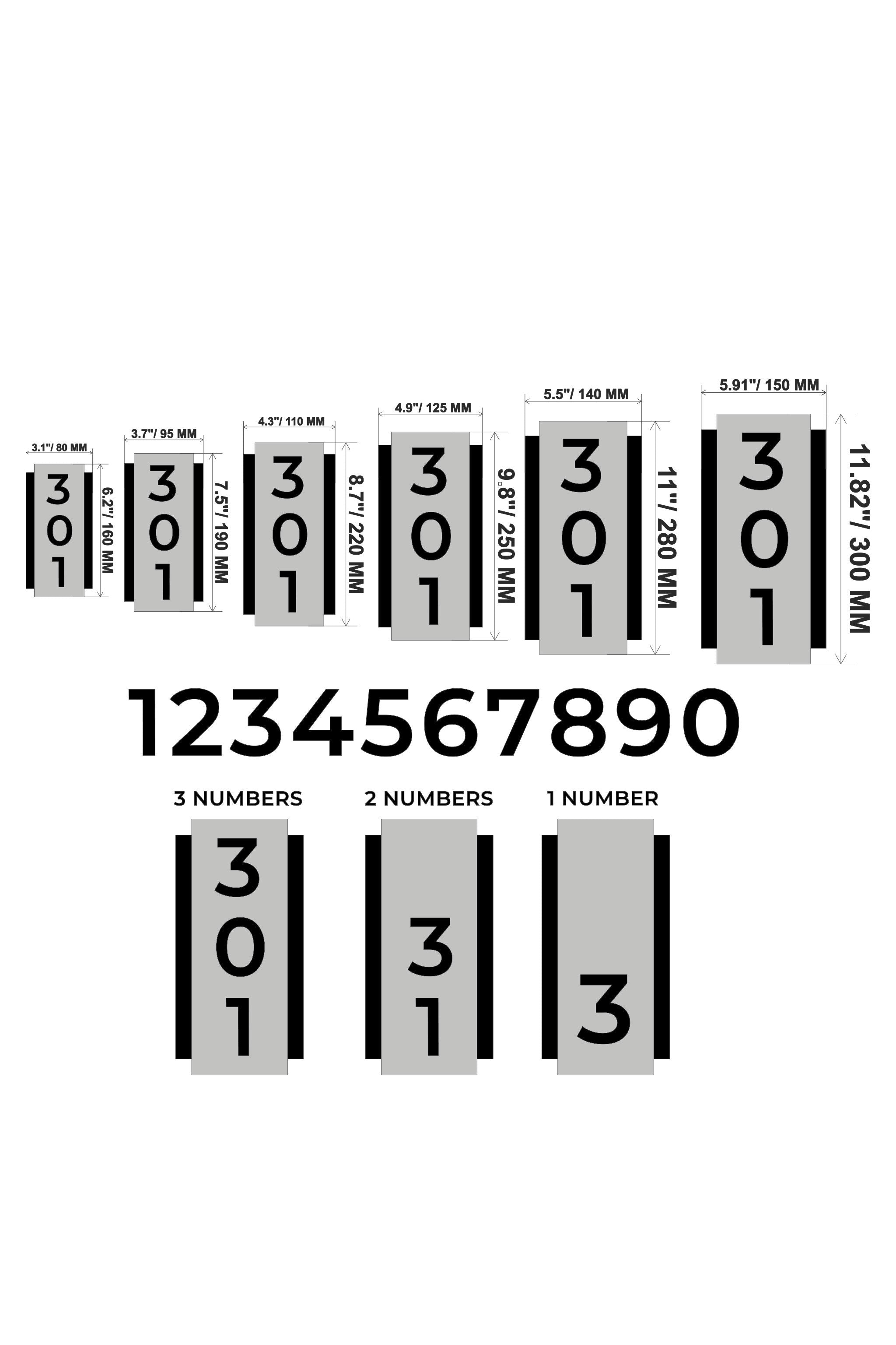 Premium brushed silver vertical room number sign by ALUMADESIGNCO featuring acrylic numbers and modern wall mounting, stylish signage for hotels and apartments