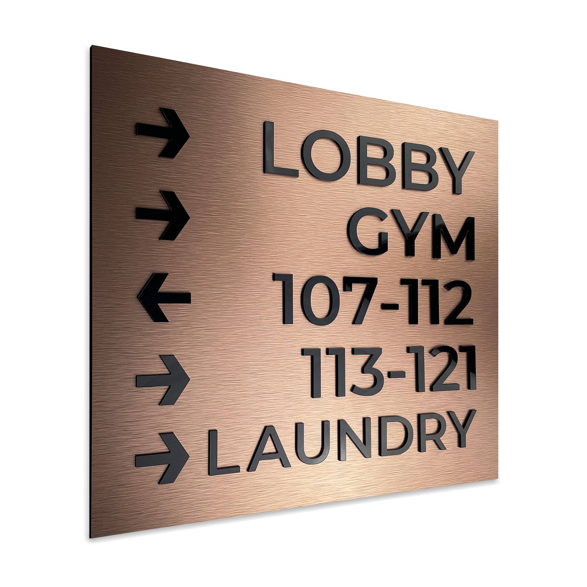 Wayfinding Sign:  Aluminium and acrylic glass — "Bronze Standard" Design - ALUMADESIGNCO Door Signs - Custom Door Signs For Business & Office