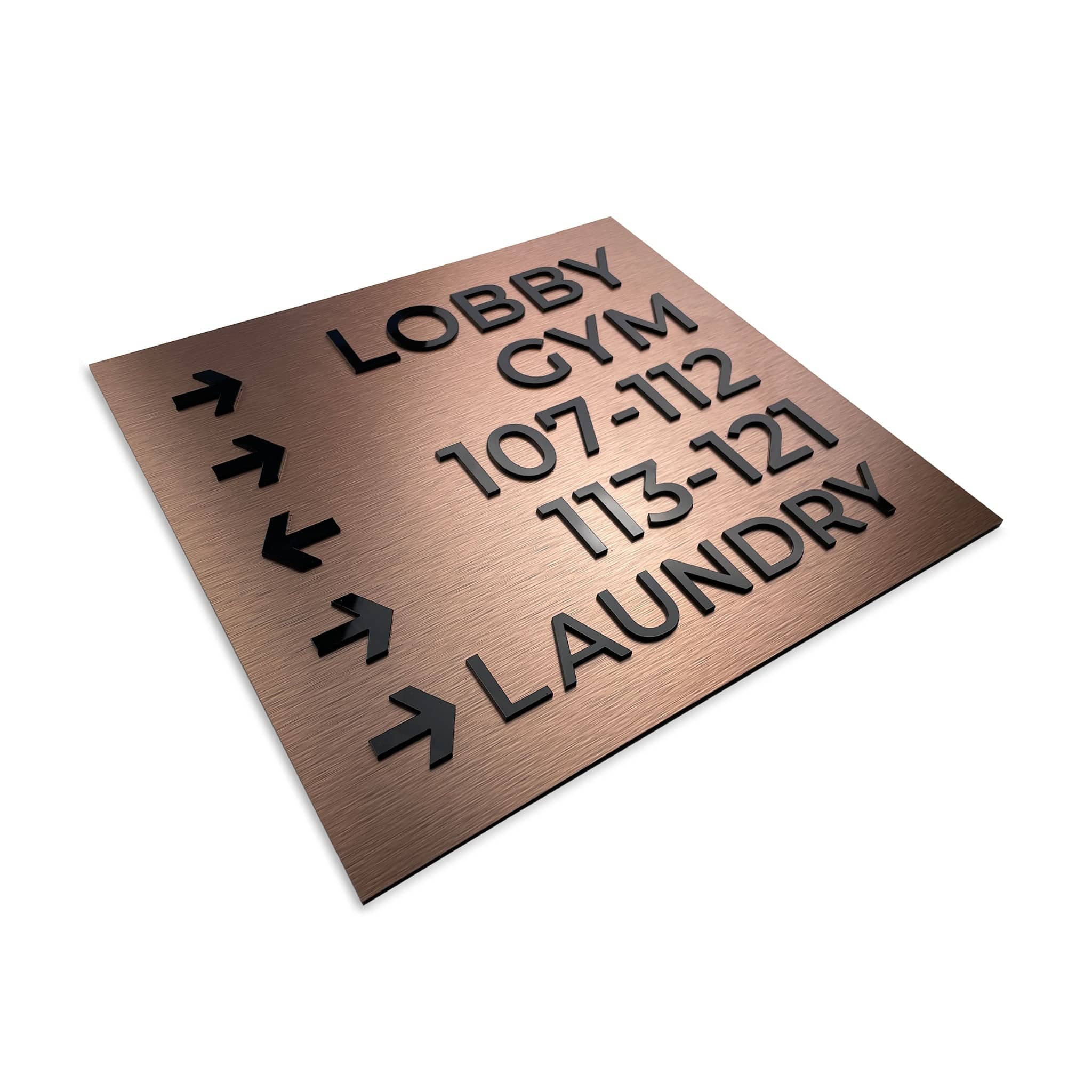 Wayfinding Sign:  Aluminium and acrylic glass — "Bronze Standard" Design - ALUMADESIGNCO Door Signs - Custom Door Signs For Business & Office