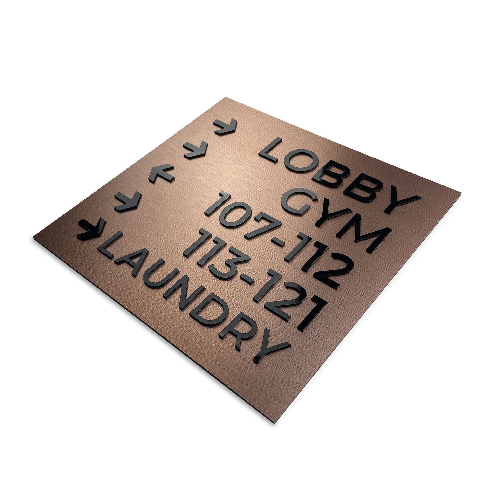 Wayfinding Sign:  Aluminium and acrylic glass — "Bronze Standard" Design - ALUMADESIGNCO Door Signs - Custom Door Signs For Business & Office