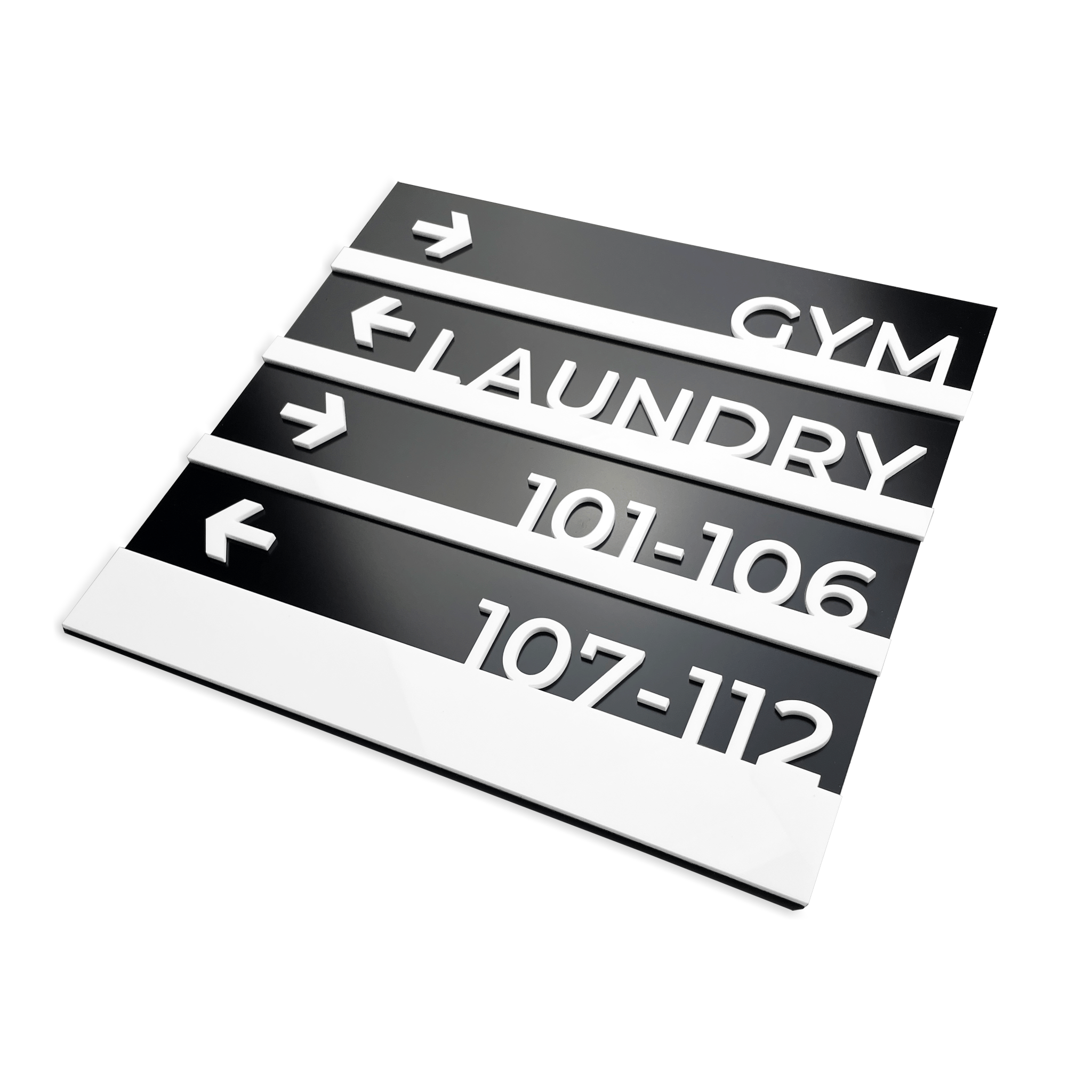 Outdoor hotel wayfinding sign in durable black aluminum directing to parking area