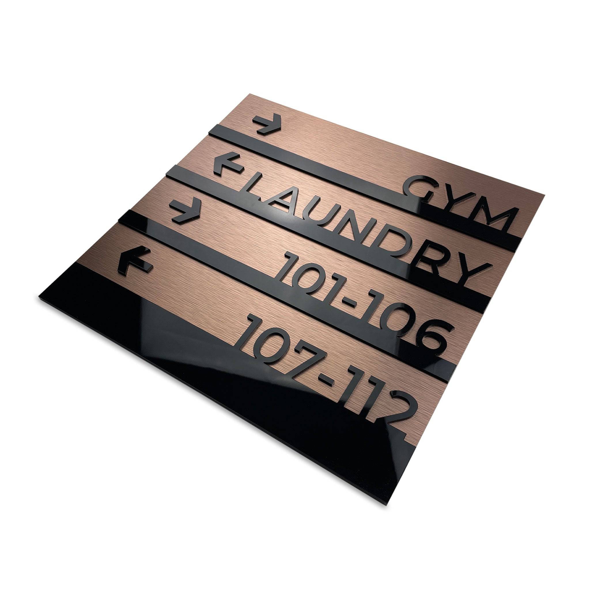 Premium Wayfinding Sign: Wall Plaque — " Bronze Modern" Design - ALUMADESIGNCO Door Signs - Custom Door Signs For Business & Office