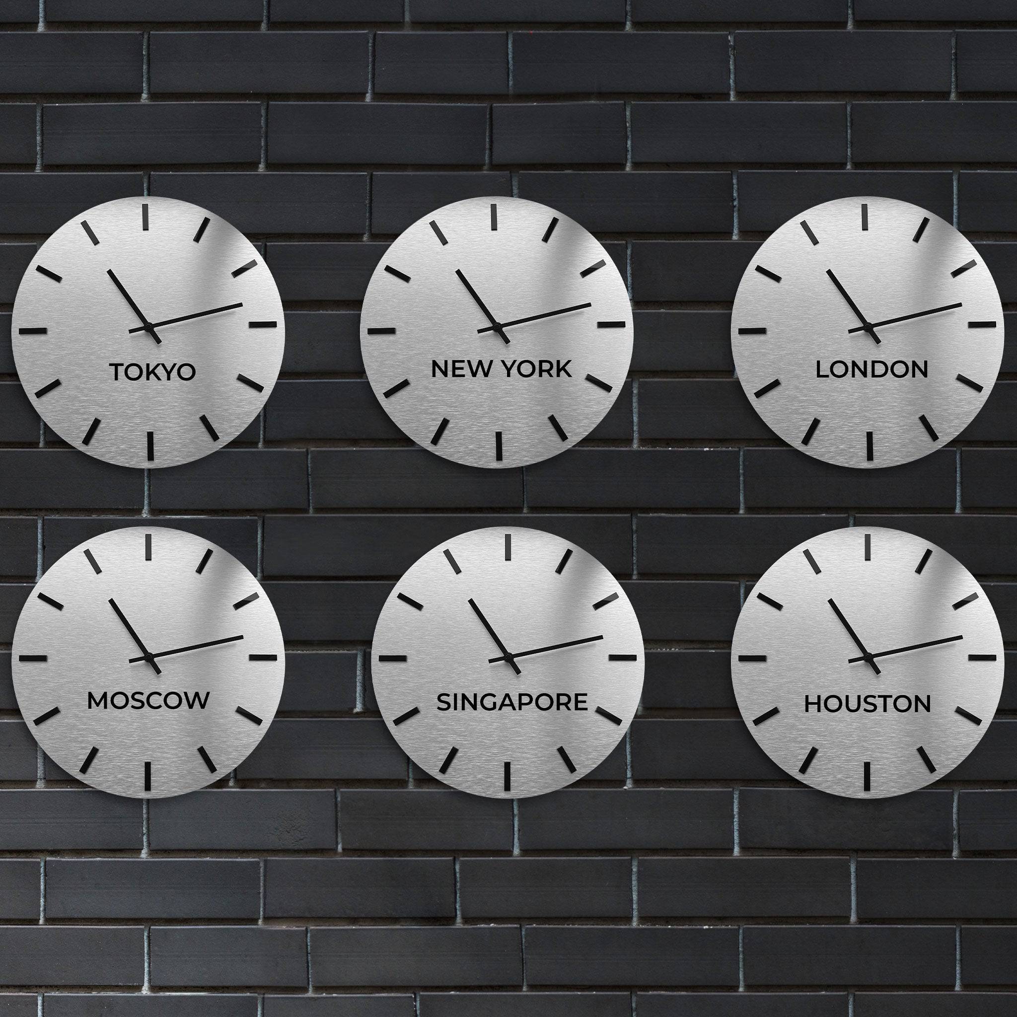 PREMIUM "WORLD TIME ZONE CLOCK " - ALUMADESIGNCO Door Signs - Custom Door Signs For Business & Office