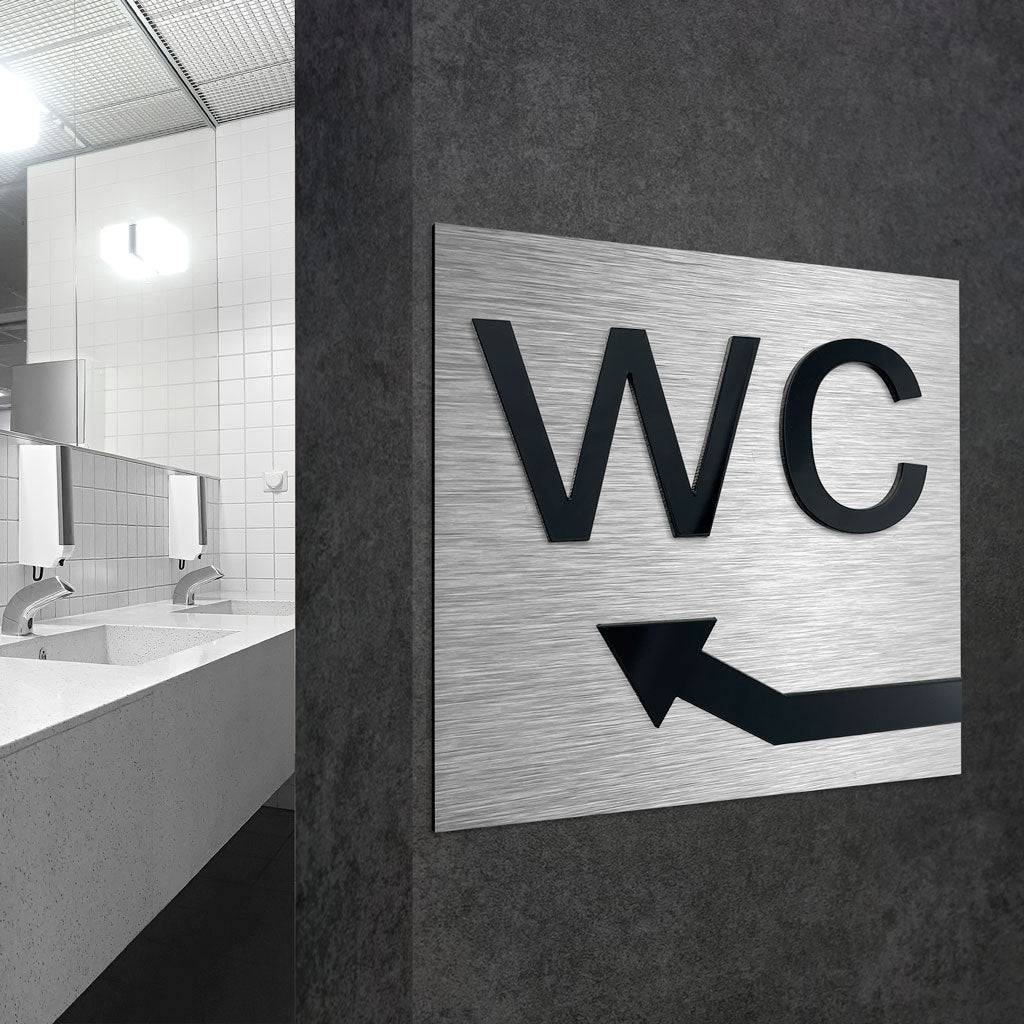 WC UP LEFT SIGN - ALUMADESIGNCO Door Signs - Custom Door Signs For Business & Office