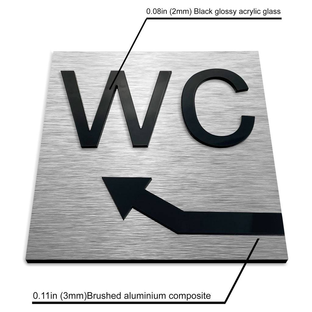 WC UP LEFT SIGN - ALUMADESIGNCO Door Signs - Custom Door Signs For Business & Office