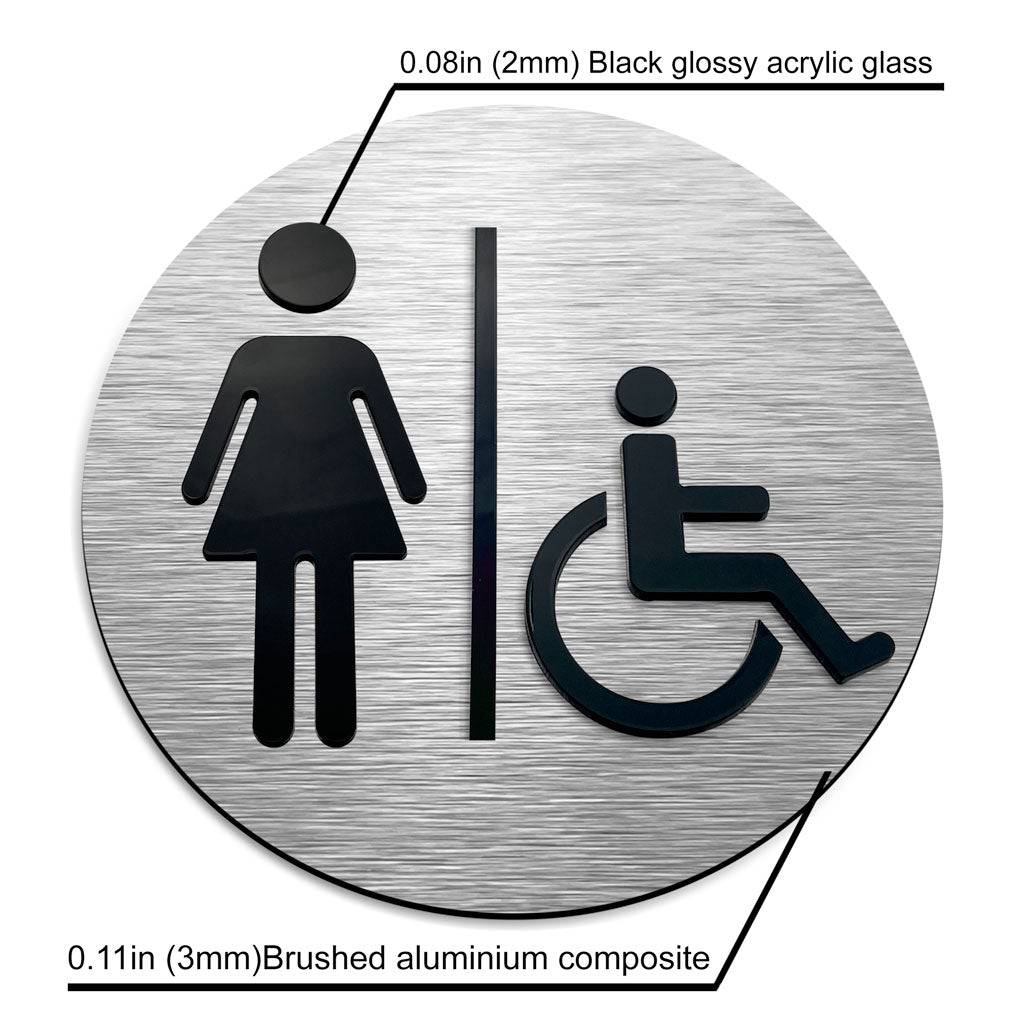 WOMEN & WHEELCHAIR BATHROOM SIGN - ALUMADESIGNCO Door Signs - Custom Door Signs For Business & Office