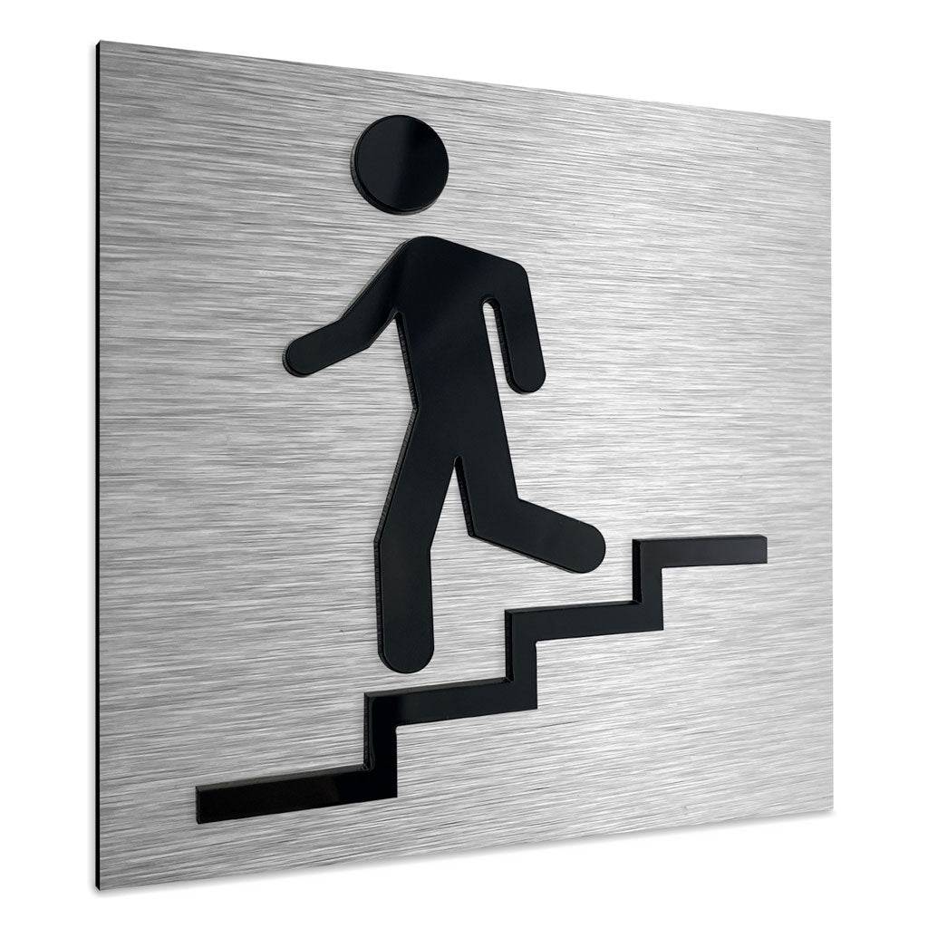 STAIRWELL SIGNS "DOWN LEFT" - ALUMADESIGNCO Door Signs - Custom Door Signs For Business & Office