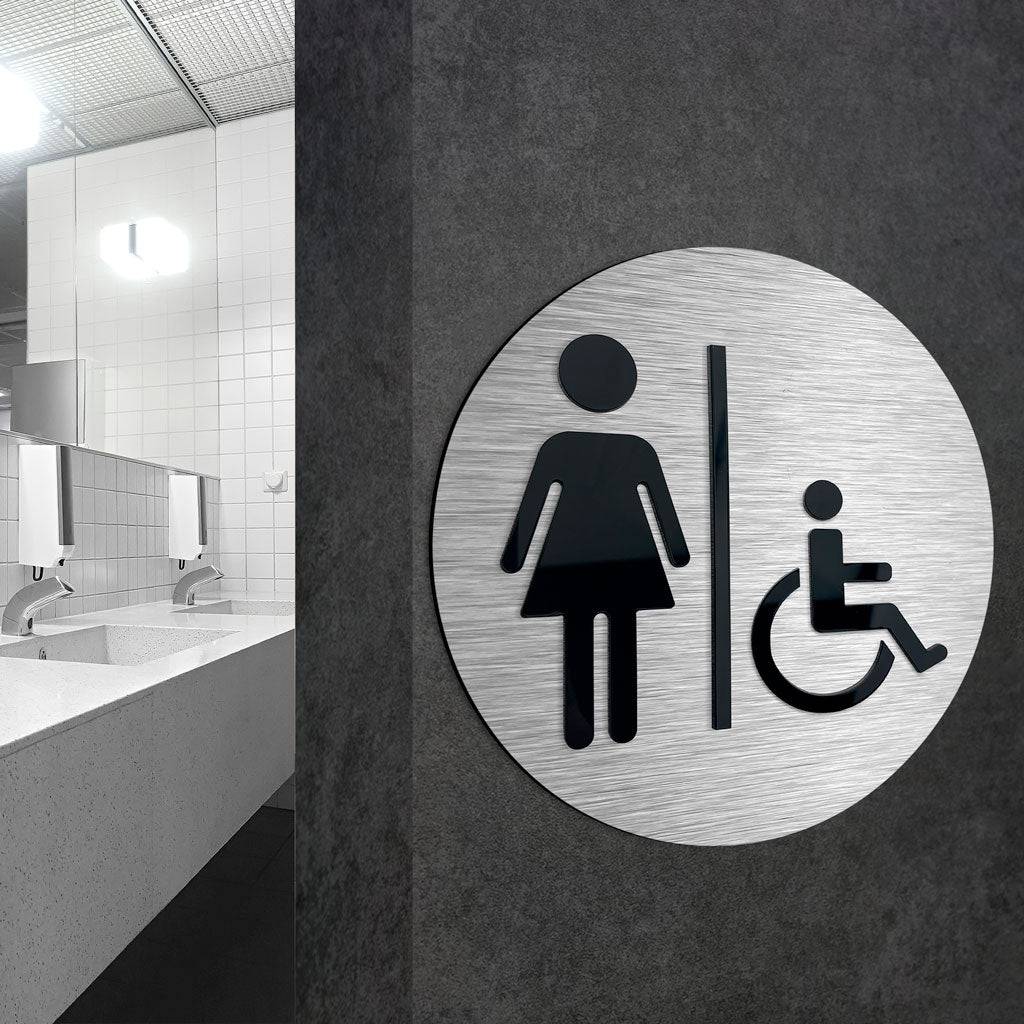 WOMEN & WHEELCHAIR BATHROOM SIGN - ALUMADESIGNCO Door Signs - Custom Door Signs For Business & Office