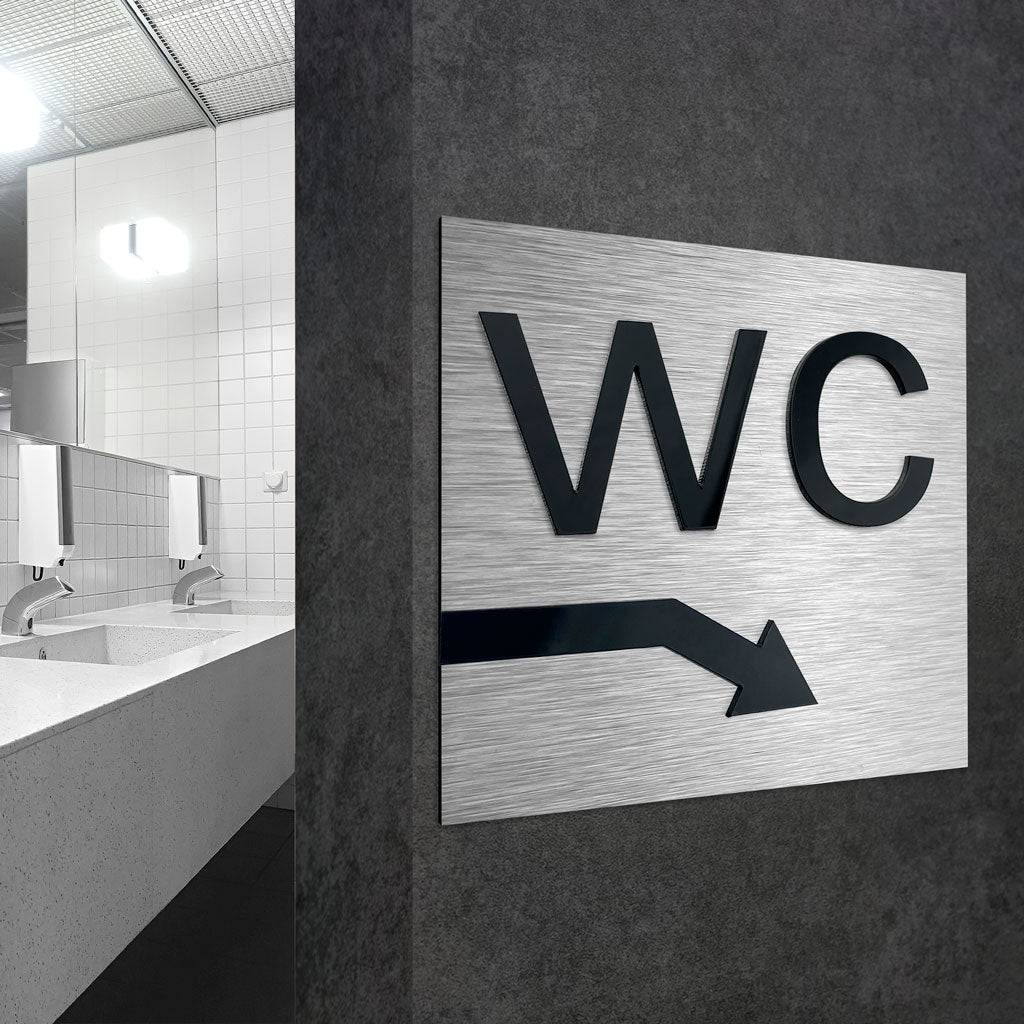 WC DOWN RIGHT SIGN - ALUMADESIGNCO Door Signs - Custom Door Signs For Business & Office