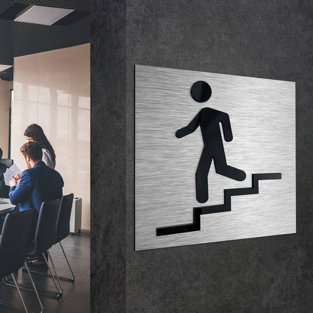STAIRWELL SIGNS "DOWN LEFT" - ALUMADESIGNCO Door Signs - Custom Door Signs For Business & Office