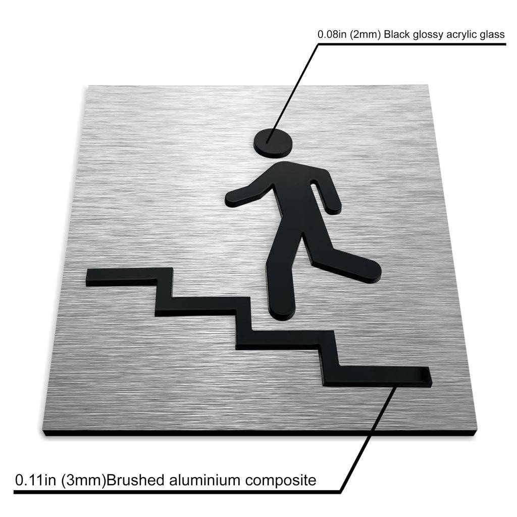 STAIR SIGN "UP LEFT" - ALUMADESIGNCO Door Signs - Custom Door Signs For Business & Office