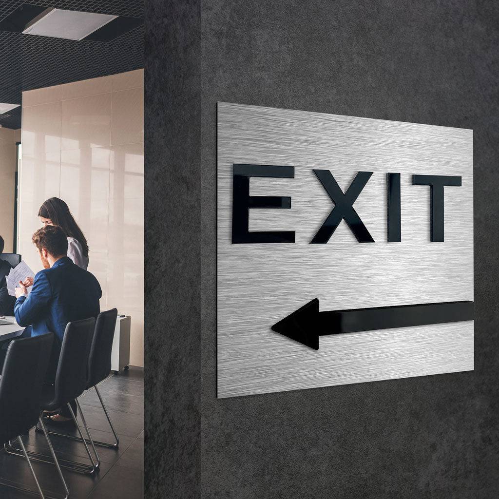 EXIT LEFT ONLY SIGN - ALUMADESIGNCO Door Signs - Custom Door Signs For Business & Office