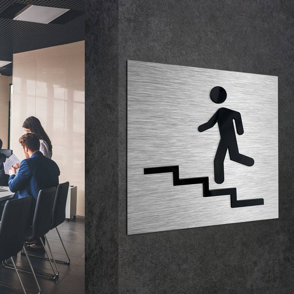 STAIR SIGN "UP LEFT" - ALUMADESIGNCO Door Signs - Custom Door Signs For Business & Office