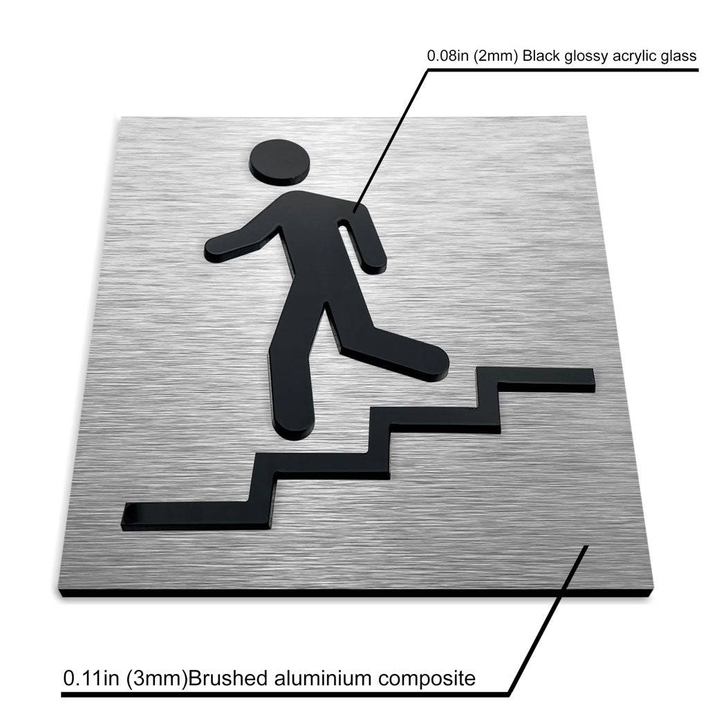 STAIRWELL SIGNS "DOWN LEFT" - ALUMADESIGNCO Door Signs - Custom Door Signs For Business & Office
