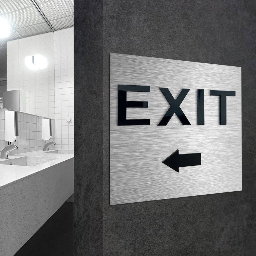 EXIT LEFT ONLY SIGNAGE - ALUMADESIGNCO Door Signs - Custom Door Signs For Business & Office