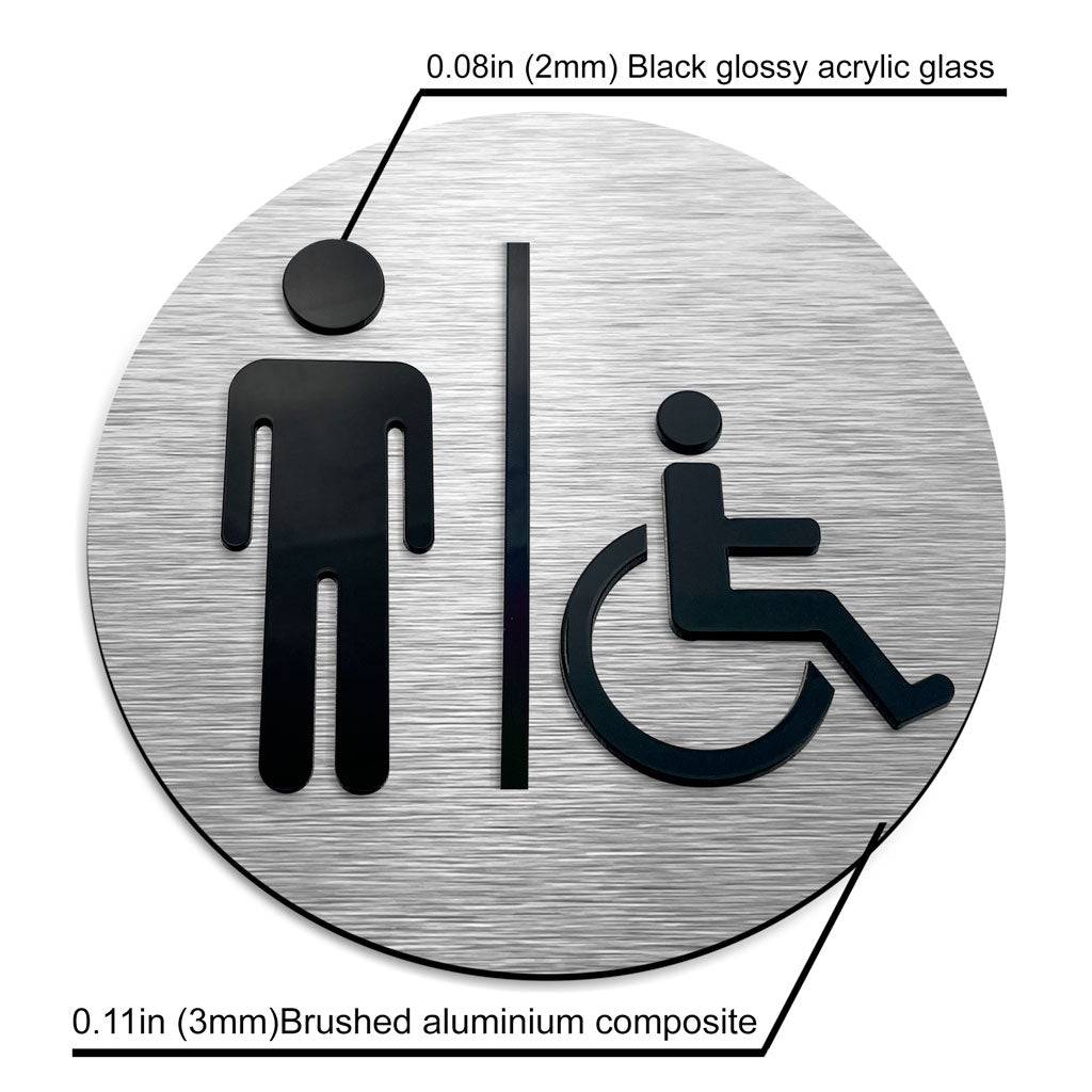 MENS & WHEELCHAIR BATHROOM SIGN - ALUMADESIGNCO Door Signs - Custom Door Signs For Business & Office