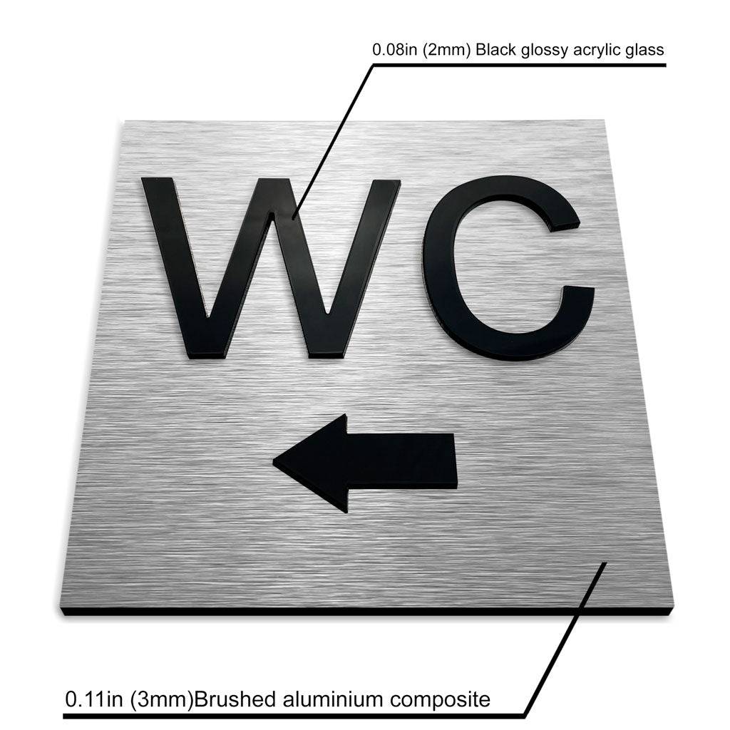 WC LEFT ONLY SIGNAGE - ALUMADESIGNCO Door Signs - Custom Door Signs For Business & Office