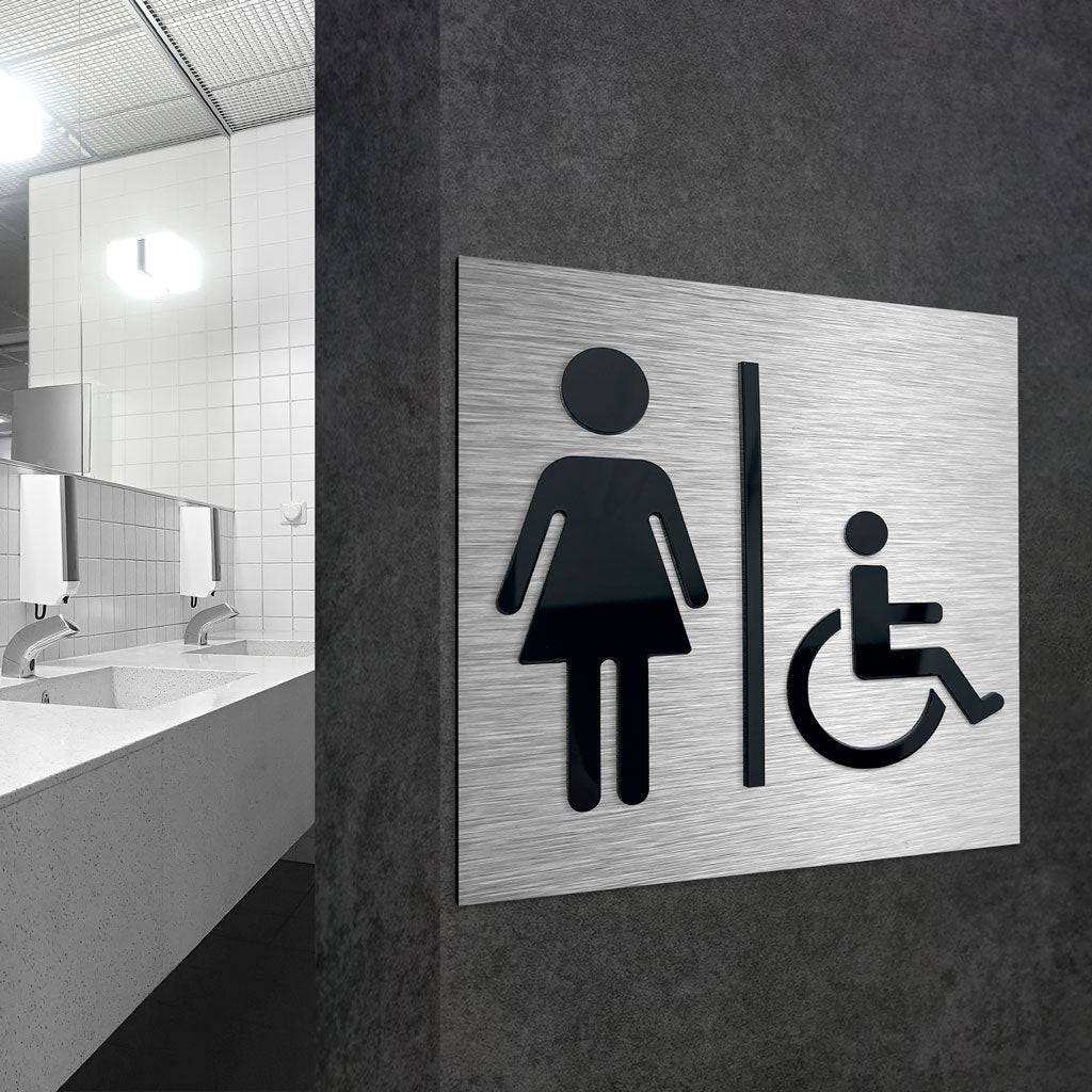 WOMENS & DISABLED RESTROOM SIGN - ALUMADESIGNCO Door Signs - Custom Door Signs For Business & Office