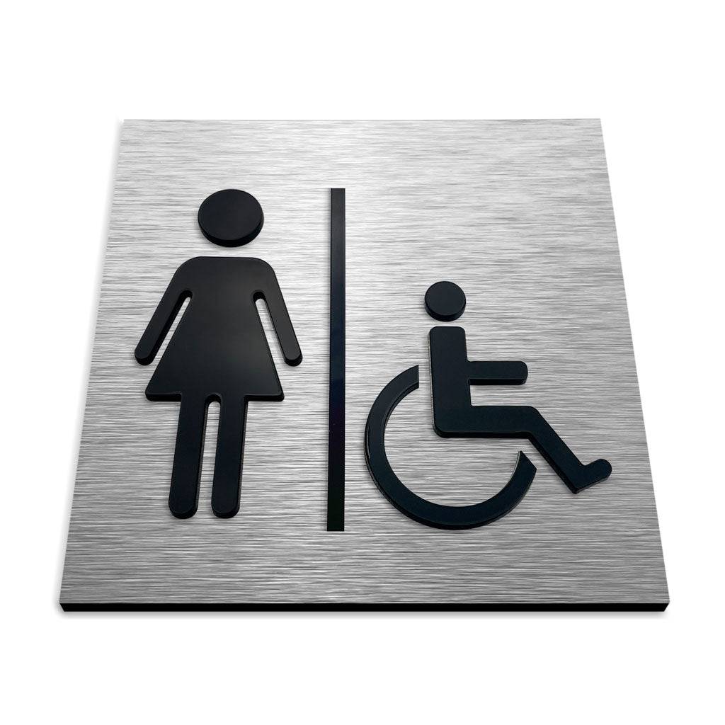 WOMENS & DISABLED RESTROOM SIGN - ALUMADESIGNCO Door Signs - Custom Door Signs For Business & Office
