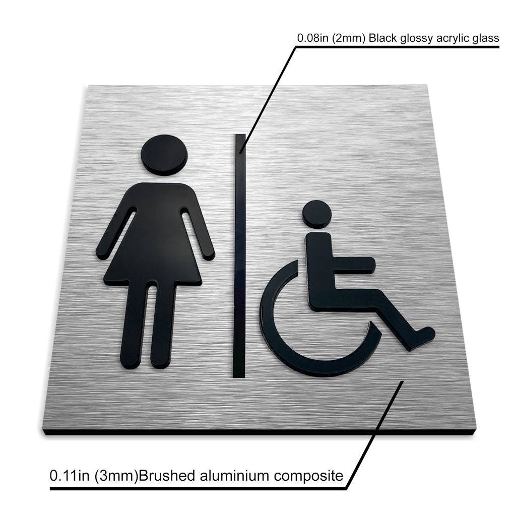 WOMENS & DISABLED RESTROOM SIGN - ALUMADESIGNCO Door Signs - Custom Door Signs For Business & Office
