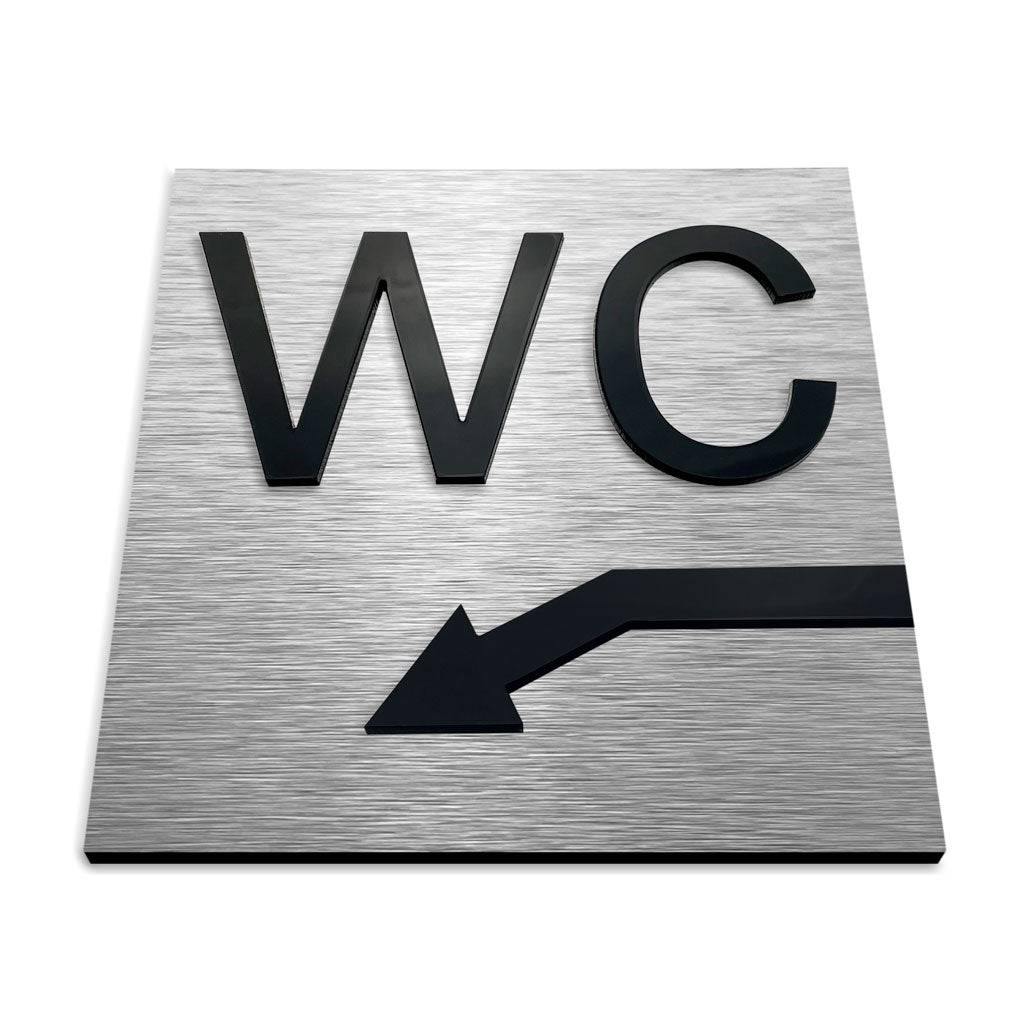 WC DOWN LEFT SIGN - ALUMADESIGNCO Door Signs - Custom Door Signs For Business & Office
