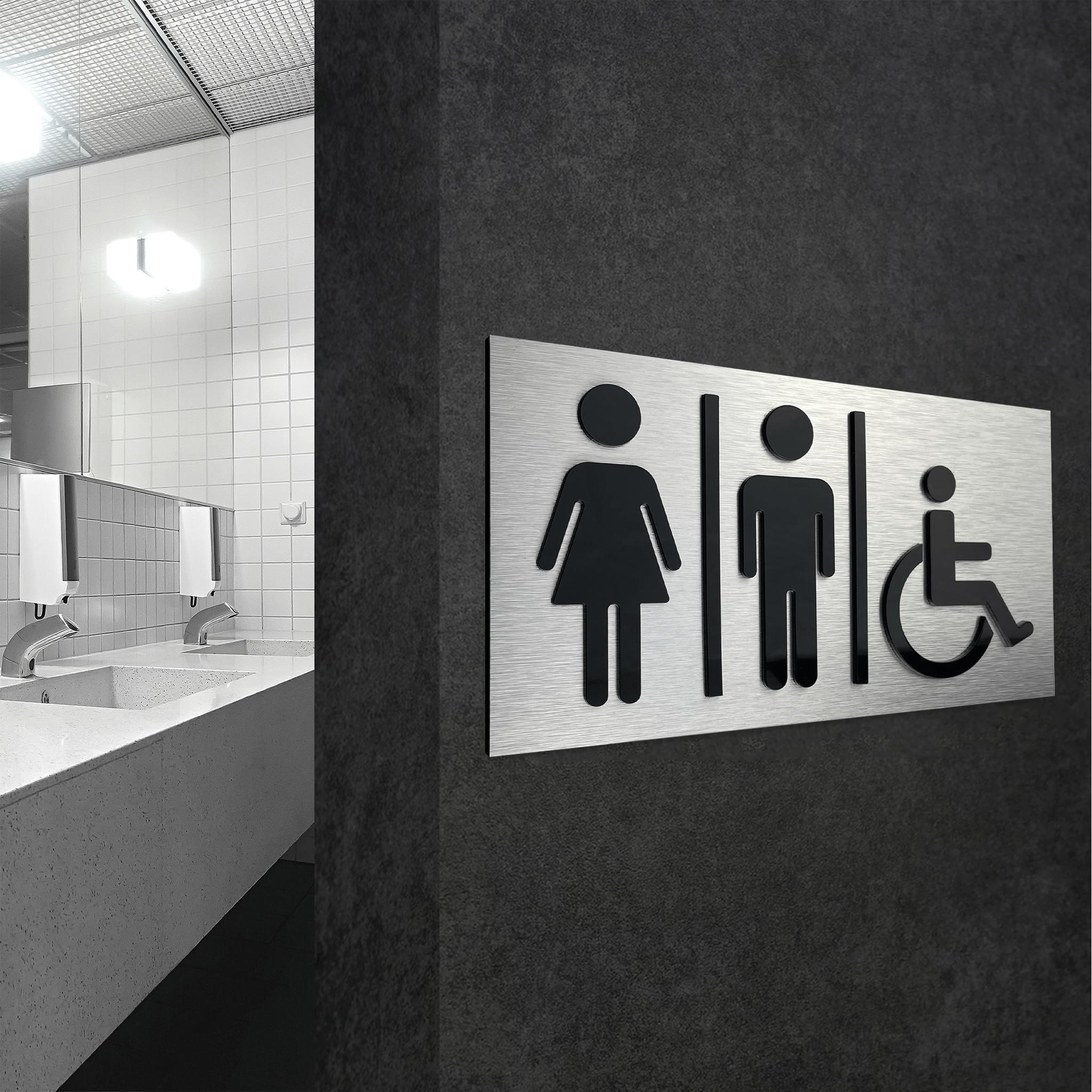 ALL GENDER RESTROOM SIGN - ALUMADESIGNCO Door Signs - Custom Door Signs For Business & Office