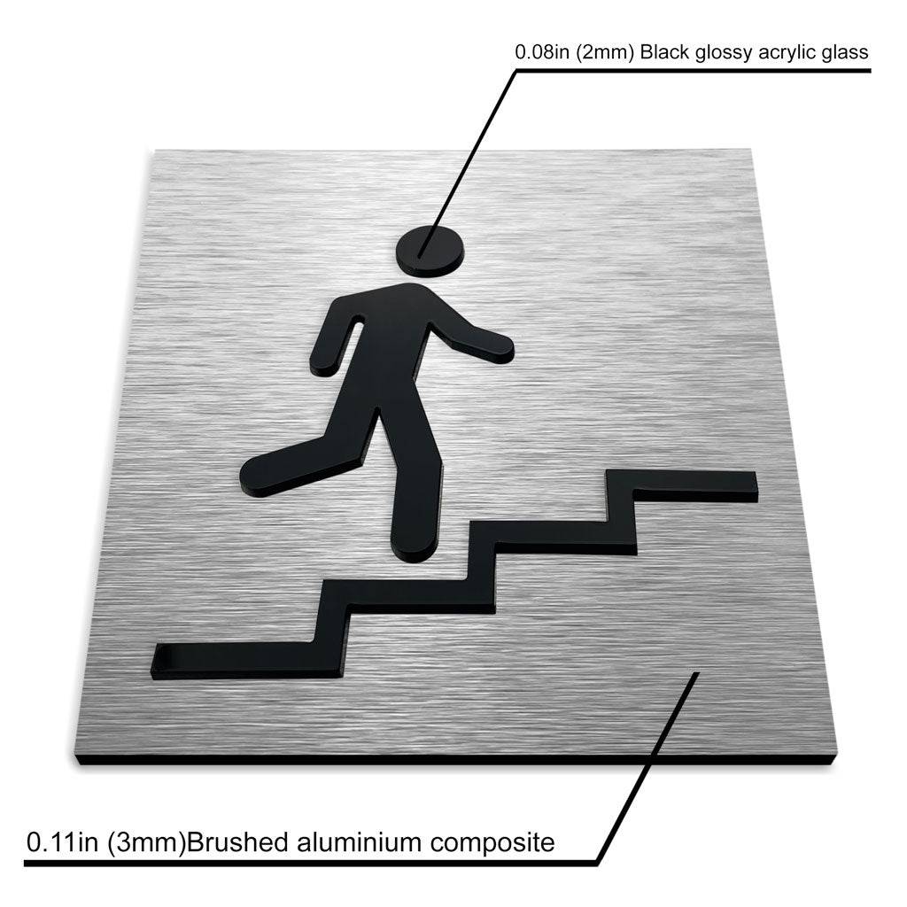 STAIR SIGN "UP RIGHT" - ALUMADESIGNCO Door Signs - Custom Door Signs For Business & Office