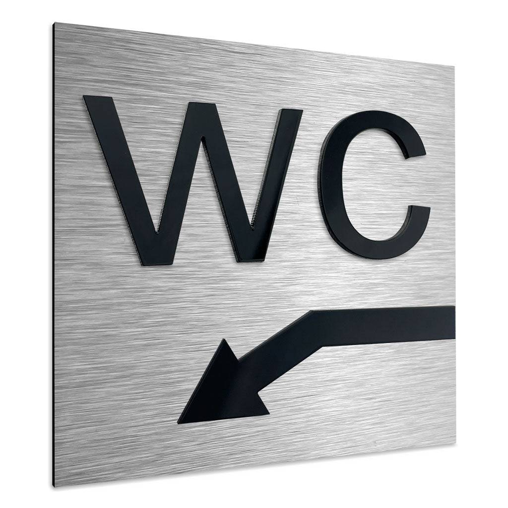 WC DOWN LEFT SIGN - ALUMADESIGNCO Door Signs - Custom Door Signs For Business & Office