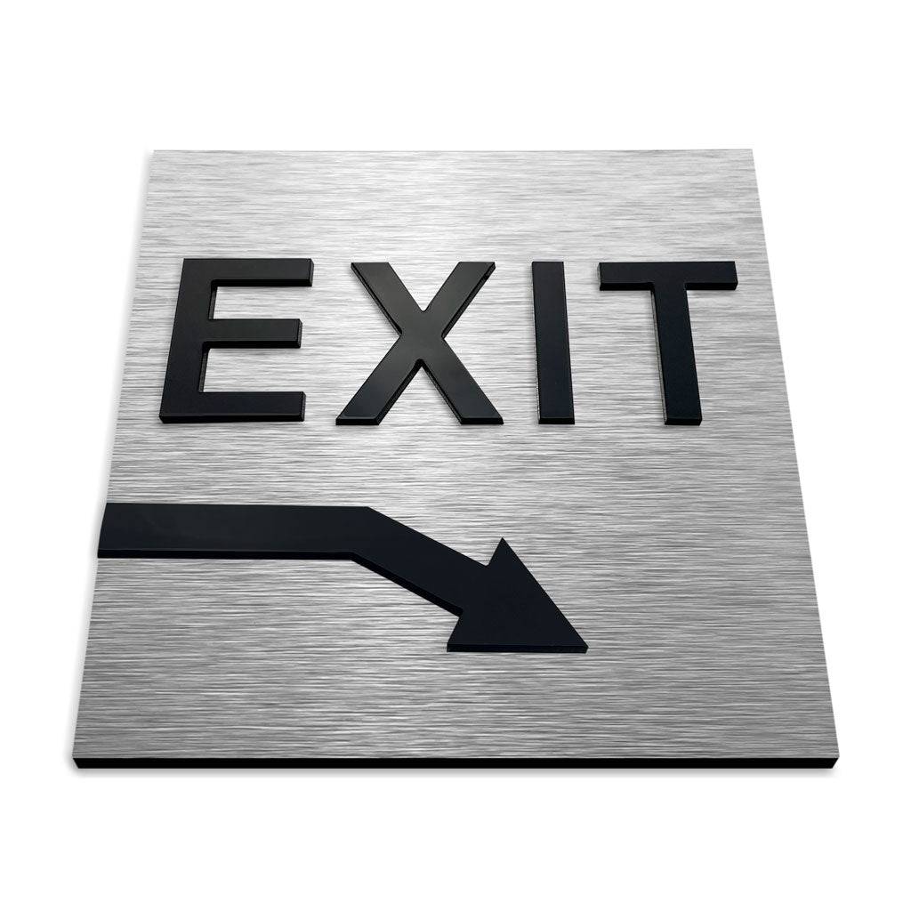 EXIT DOWN RIGHT ONLY SIGN - ALUMADESIGNCO Door Signs - Custom Door Signs For Business & Office