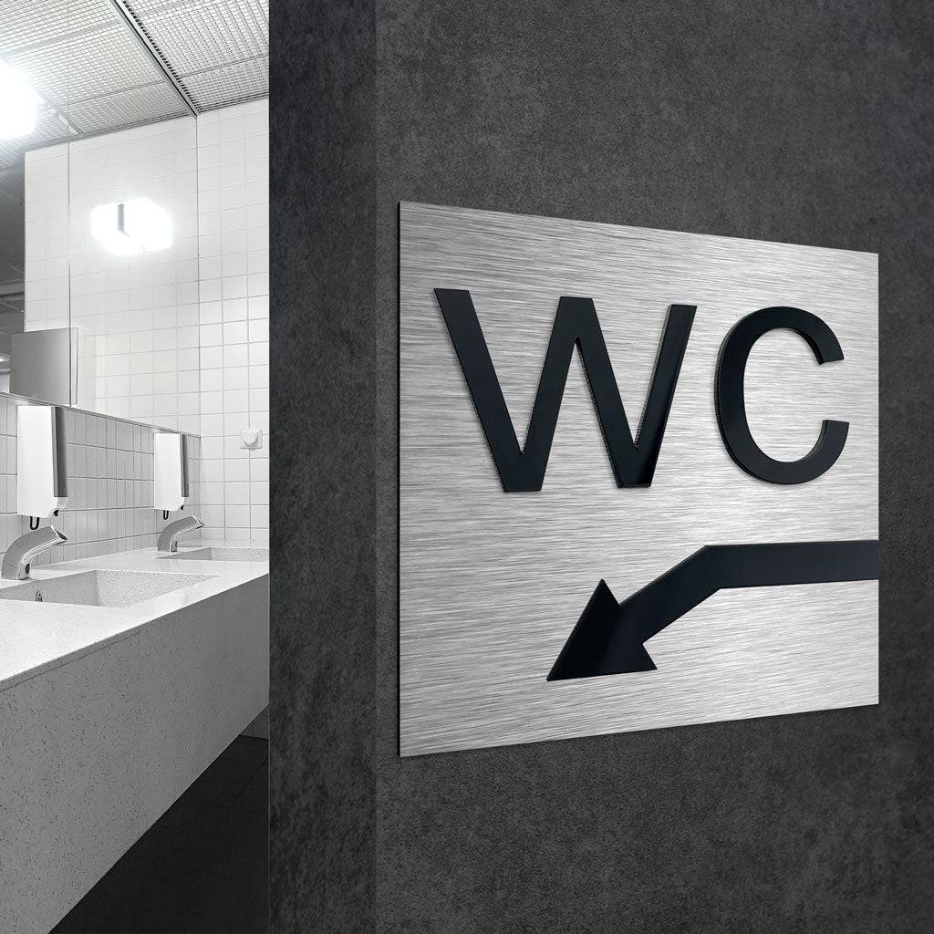 WC DOWN LEFT SIGN - ALUMADESIGNCO Door Signs - Custom Door Signs For Business & Office