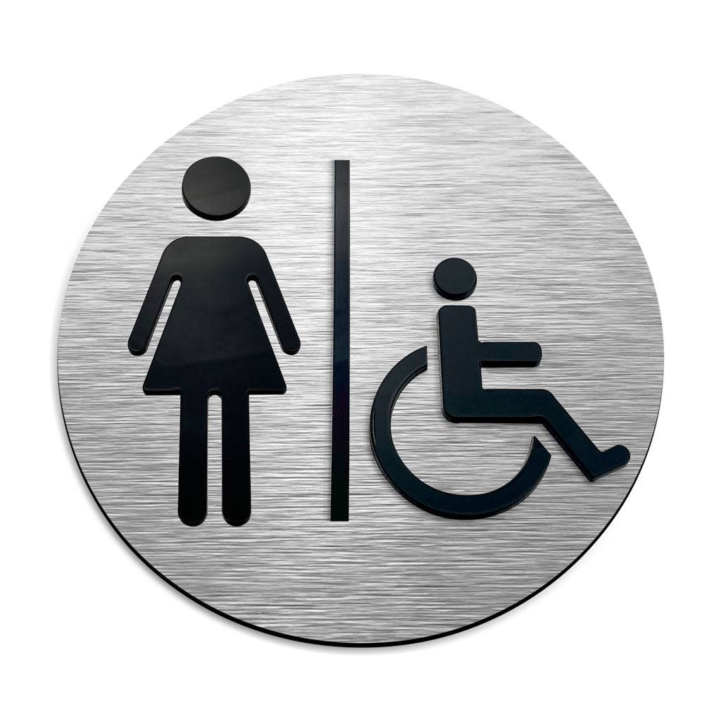 WOMEN & WHEELCHAIR BATHROOM SIGN - ALUMADESIGNCO Door Signs - Custom Door Signs For Business & Office