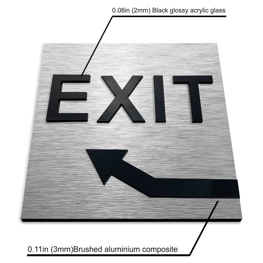 EXIT UP LEFT ONLY SIGN - ALUMADESIGNCO Door Signs - Custom Door Signs For Business & Office