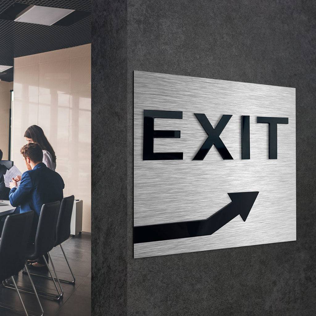 EXIT UP RIGHT ONLY SIGN - ALUMADESIGNCO Door Signs - Custom Door Signs For Business & Office