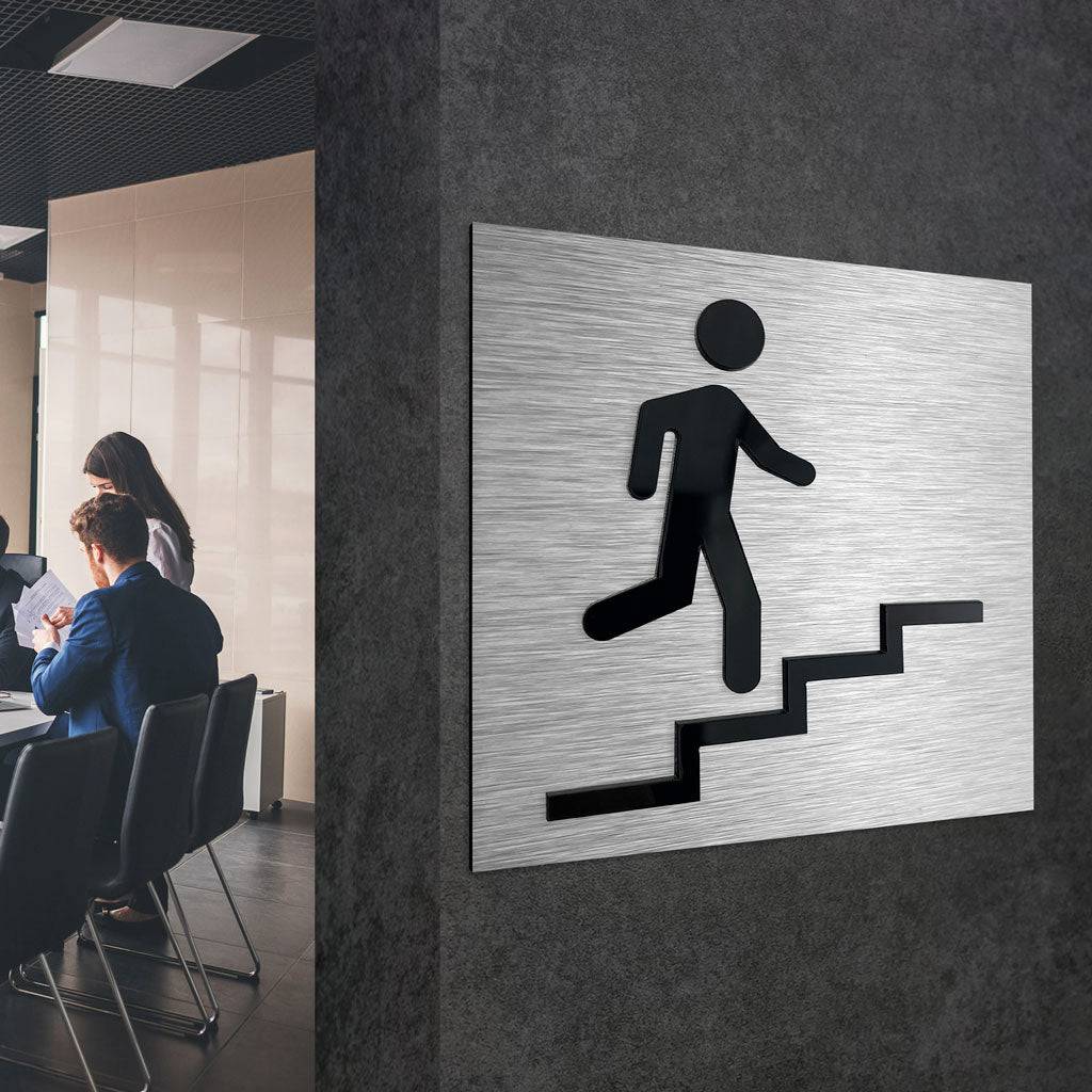 STAIR SIGN "UP RIGHT" - ALUMADESIGNCO Door Signs - Custom Door Signs For Business & Office