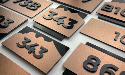 Brushed Bronze Room Number Signs for Hotels