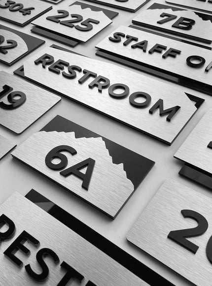 Architectural Brushed Silver Hotel Signage