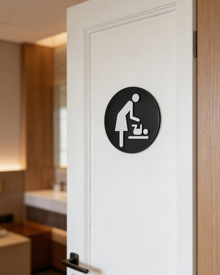 ALUMADESIGNCO nursing room door sign for mothers room spaces, premium interior signage for offices, hotels, restaurants, and public buildings