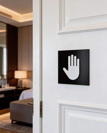 Modern employees only sign by ALUMADESIGNCO featuring clean professional style, elegant restricted area signage for hotels, offices, and staff rooms