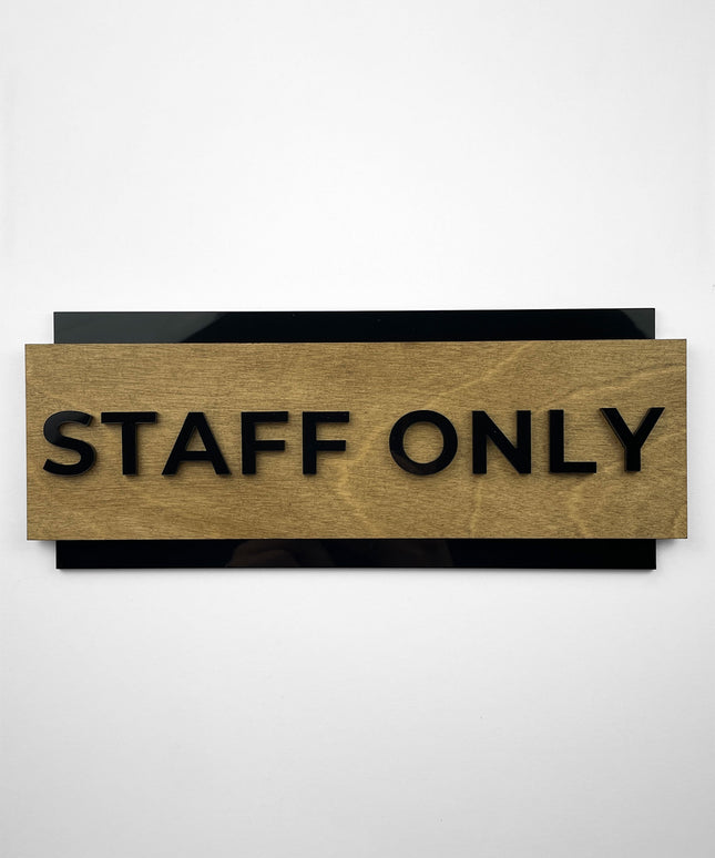 Custom birch wood and black acrylic office door sign by ALUMADESIGNCO, modern plaque for offices, meeting rooms, and stylish interior spaces