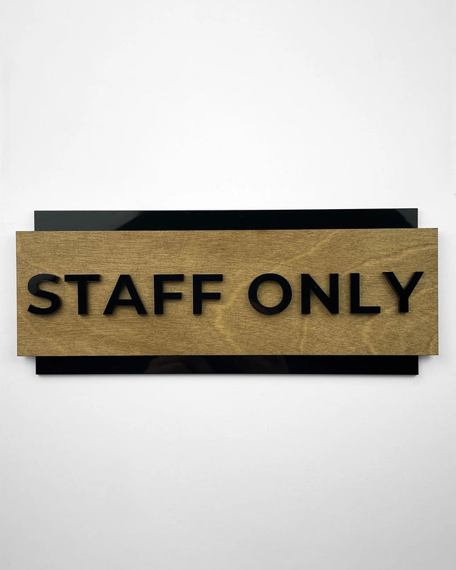Custom birch wood and black acrylic office door sign by ALUMADESIGNCO, modern plaque for offices, meeting rooms, and stylish interior spaces