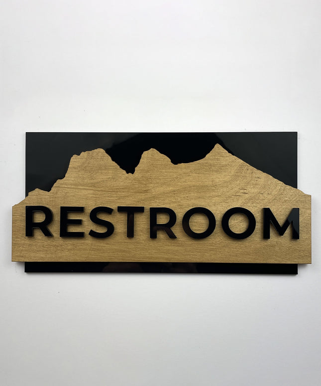 ALUMADESIGNCO Alpine Design custom birch wood door sign with acrylic glass lettering, modern signage for offices, hotels, apartments, and interior spaces
